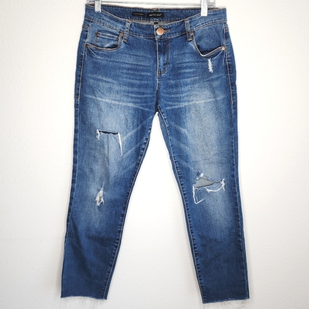 See Thru Soul Taylor Tomboy Jeans Distressed Raw Hem 5